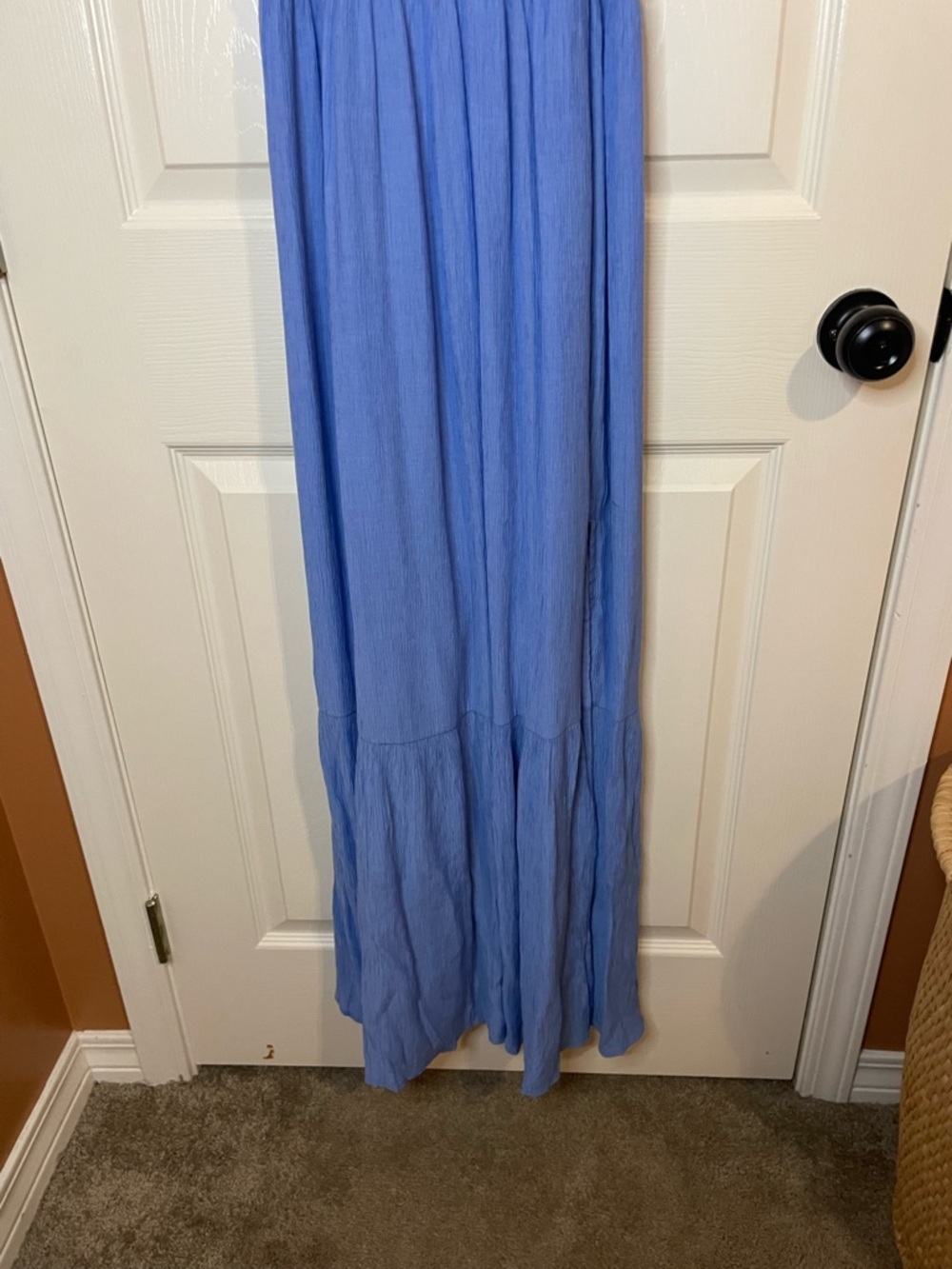 Abercrombie & Fitch Crinkle Textured Ruched Maxi Dress in Blue Size XS - Picture 4 of 9
